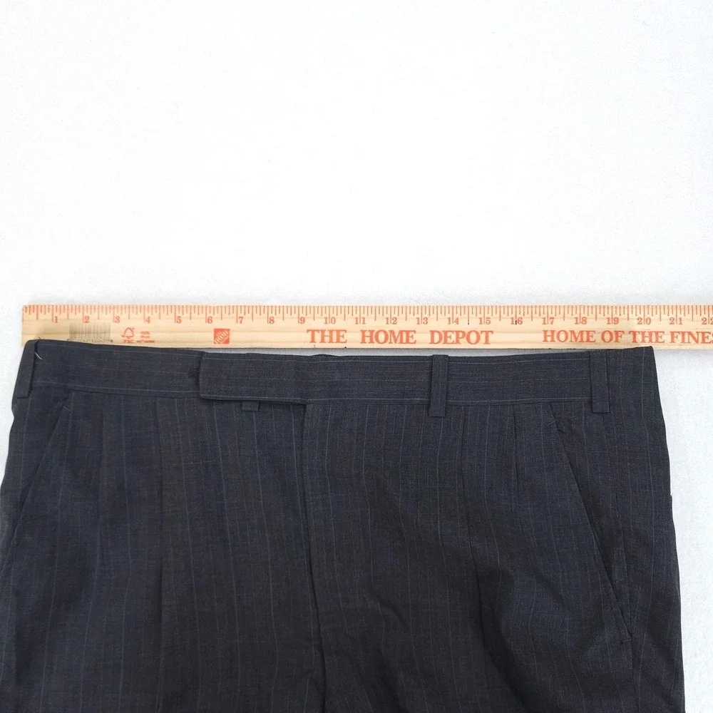 Oxxford Clothes Suit Mens 44 40x28 Gray Pinstripe 2 Button Pleated Full Liner